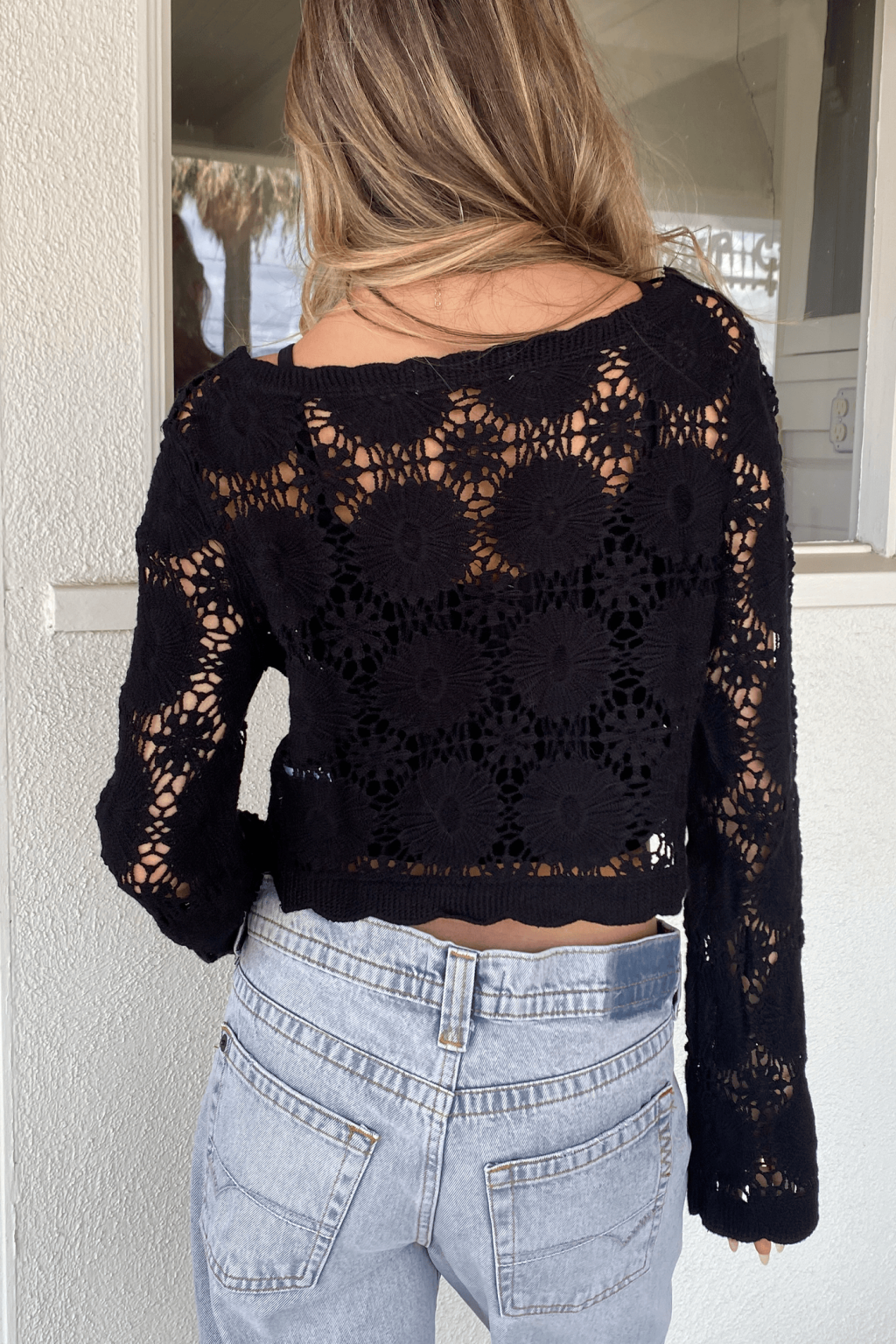 Floral Front Tie Sweater