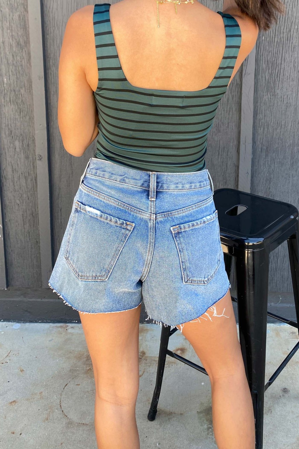 Olivine Denim Distress Shorts