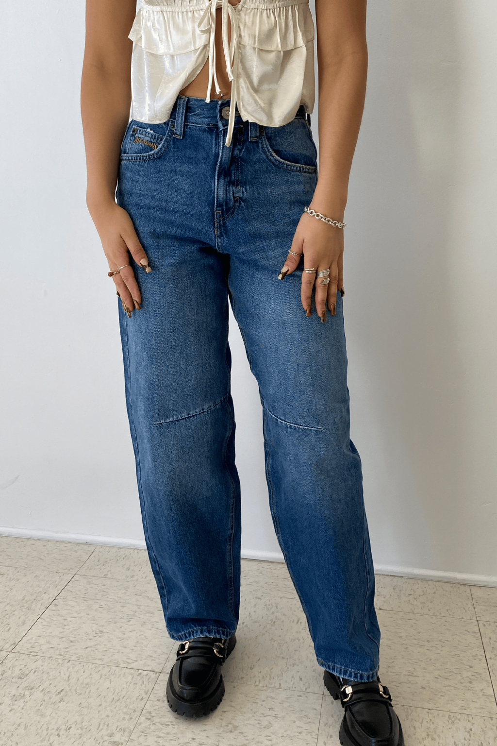 Logan Dallas Cinch Back Boyfriend Jeans