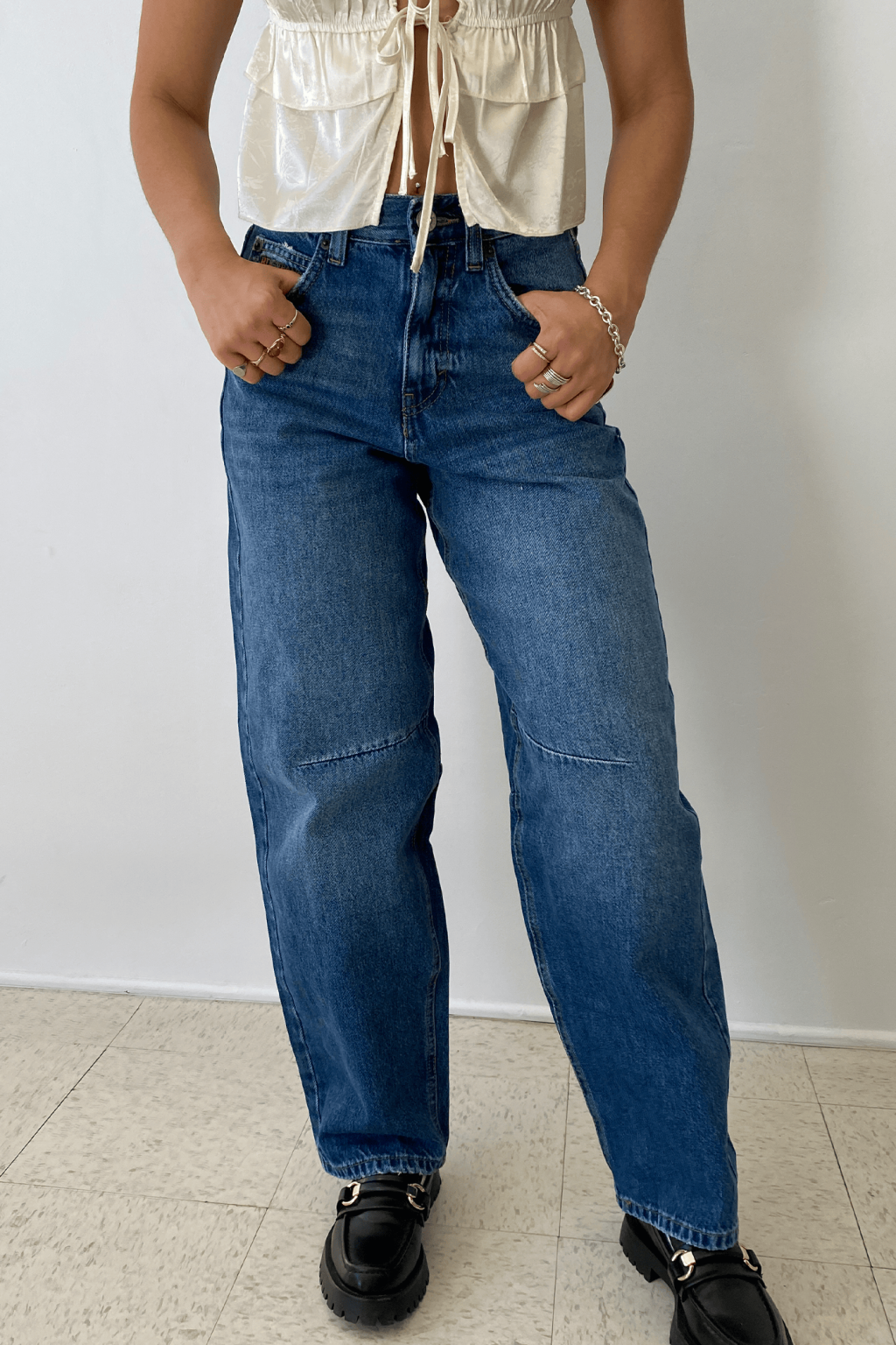 Logan Dallas Cinch Back Boyfriend Jeans