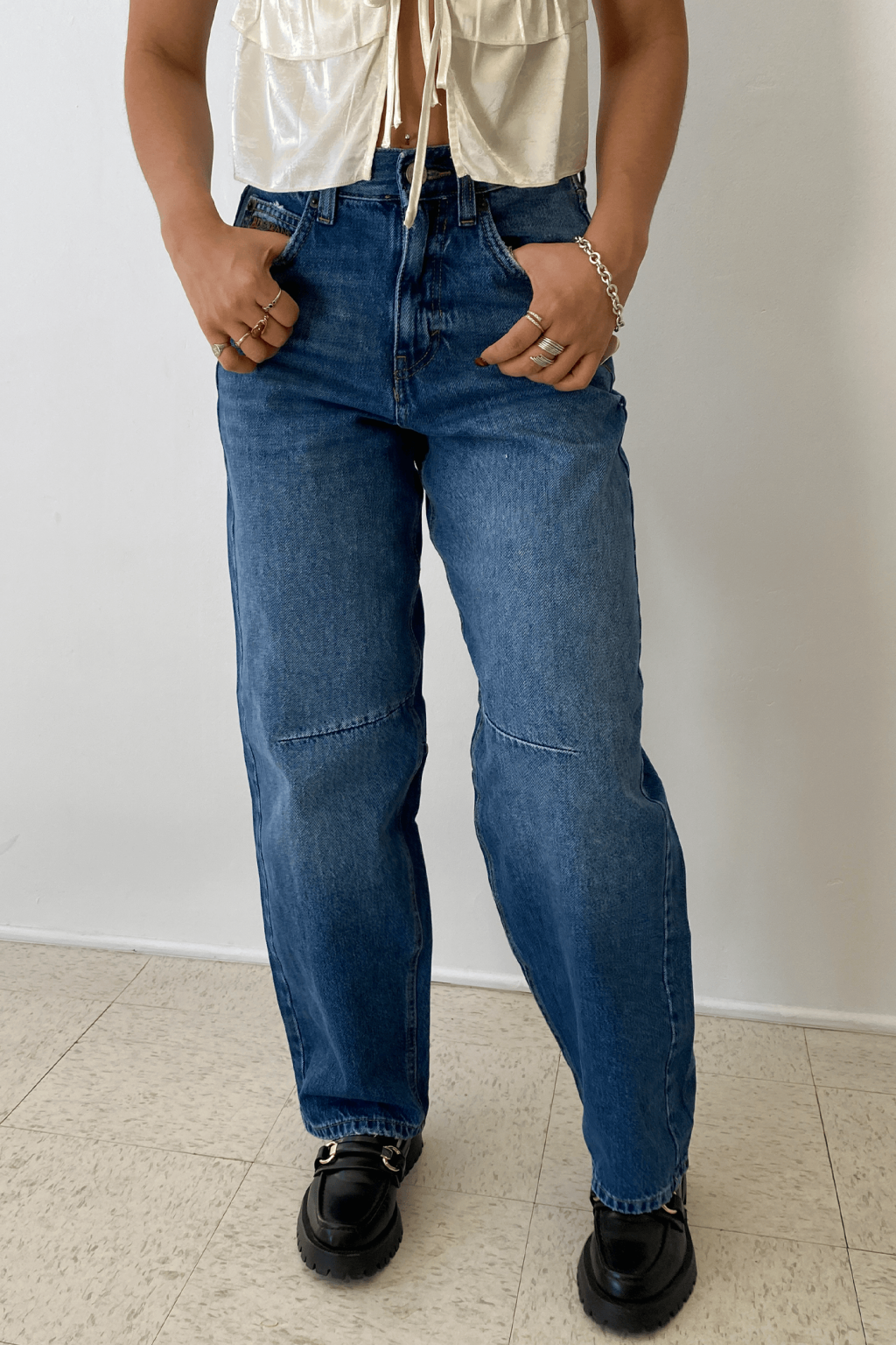 Logan Dallas Cinch Back Boyfriend Jeans