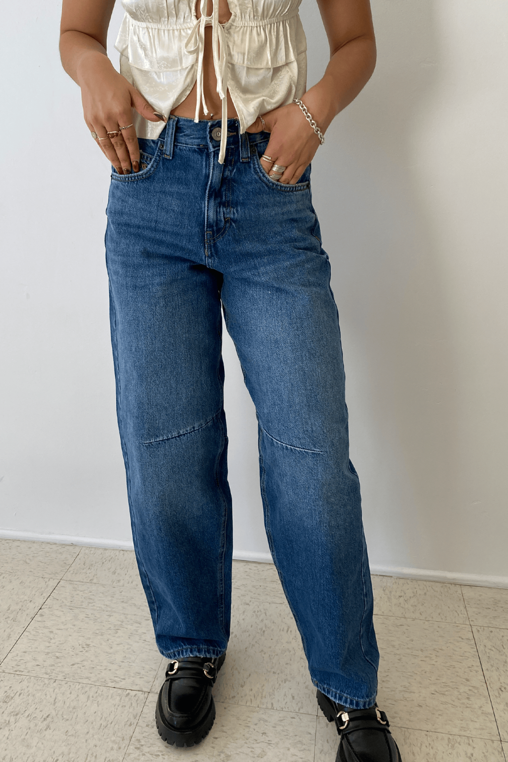 Logan Dallas Cinch Back Boyfriend Jeans