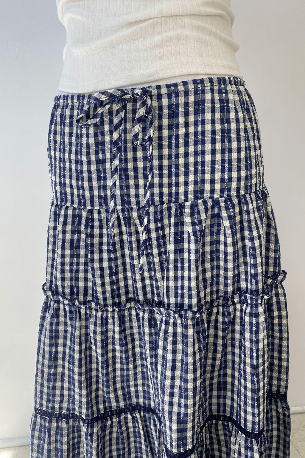 Tiered Plaid Maxi Skirt