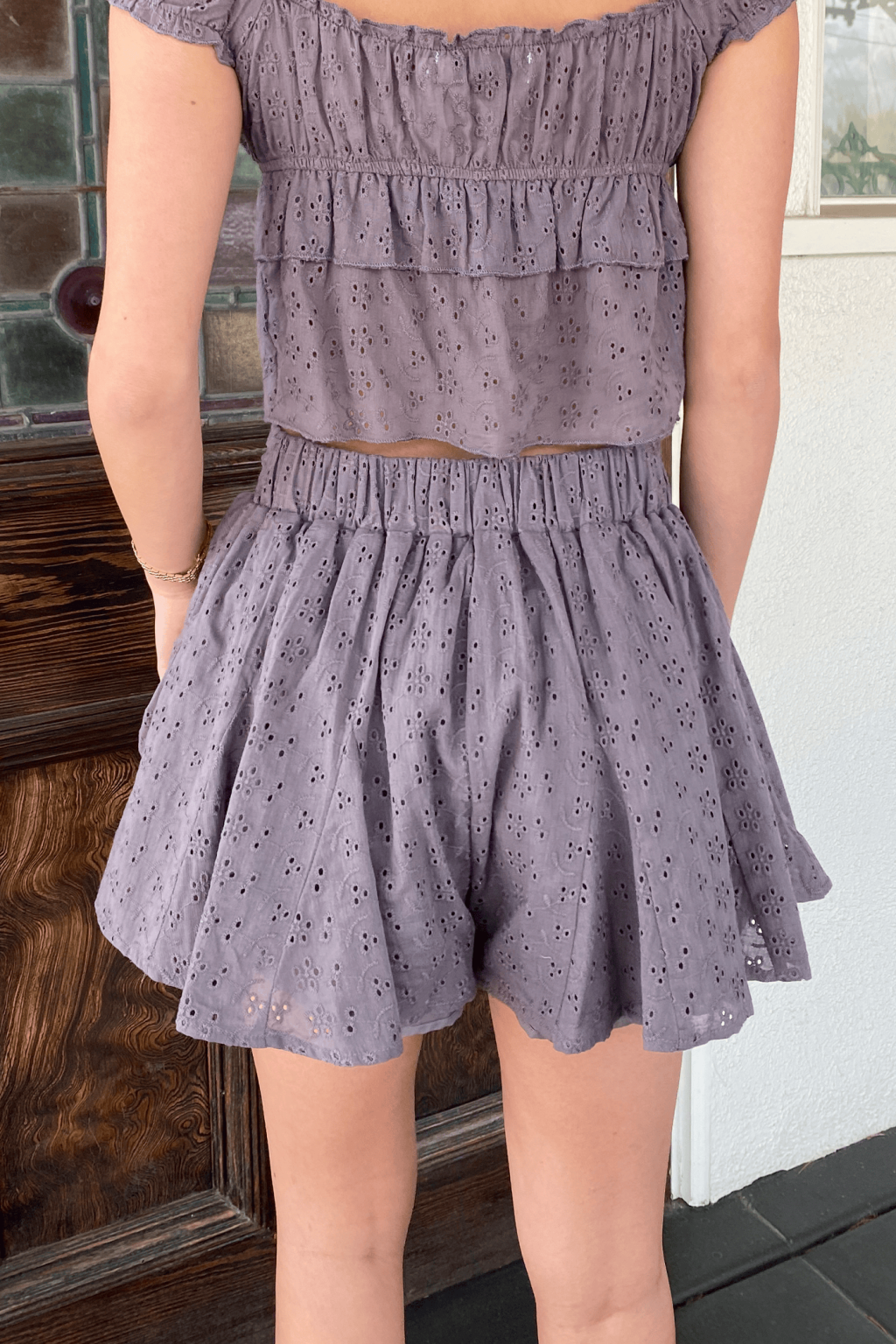Versatile Eyelet Skort Combining Skirt Elegance with Shorts Comfort