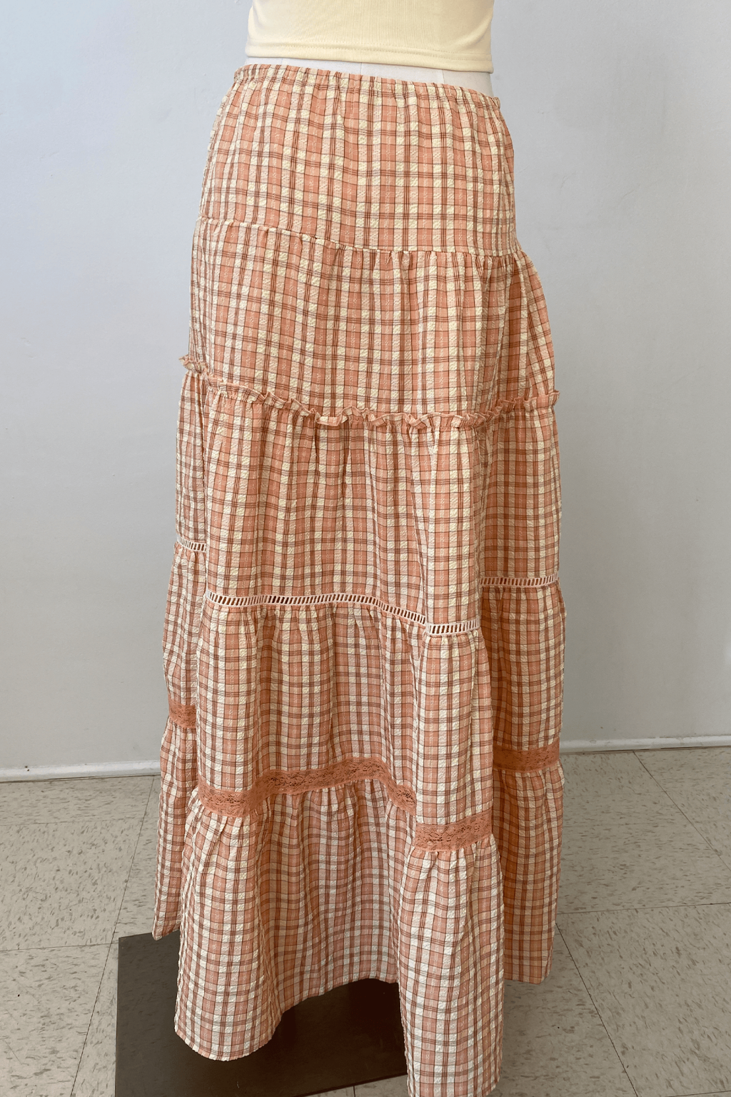 Tiered Plaid Maxi Skirt