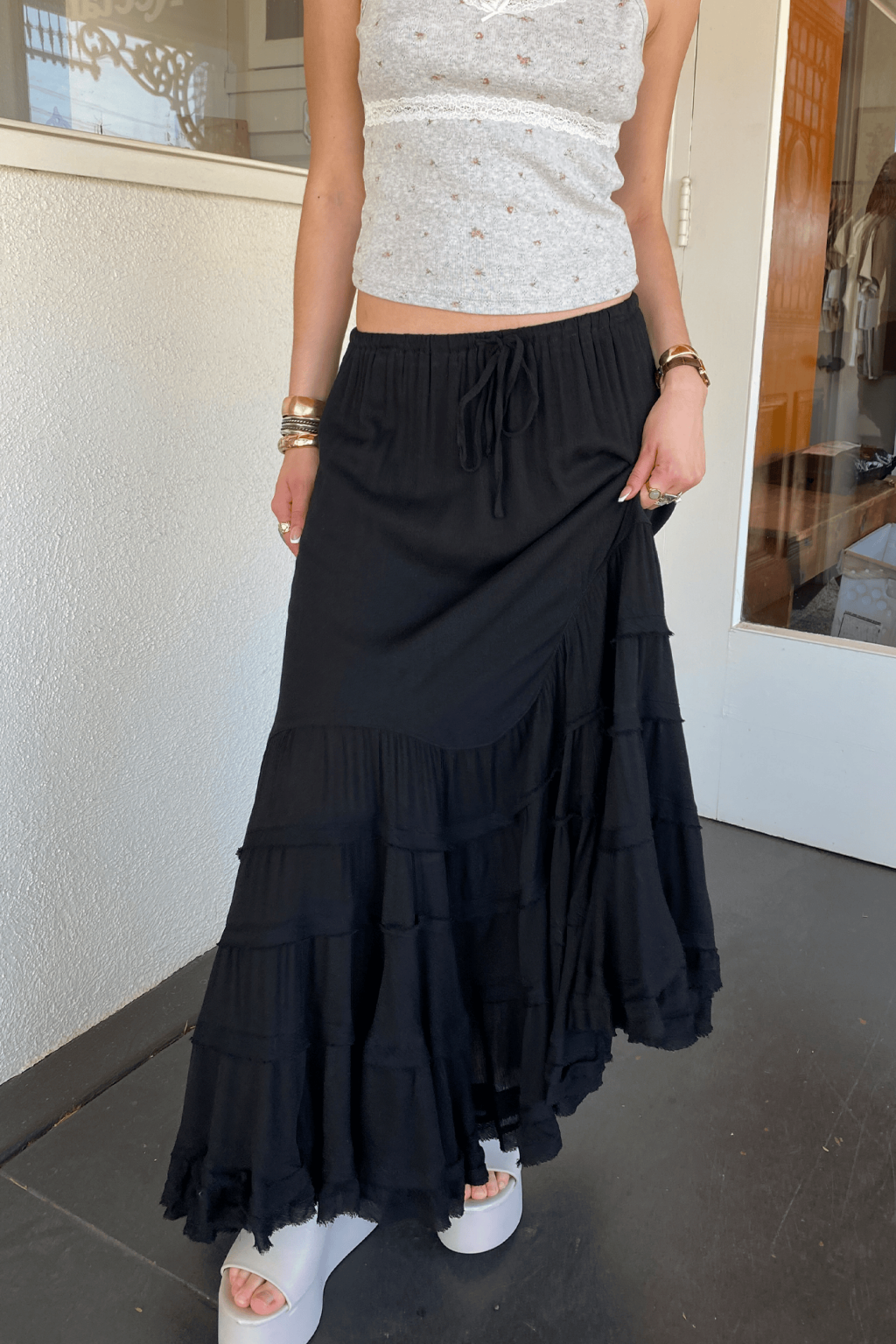 Ruffled Tiered Maxi Skirt