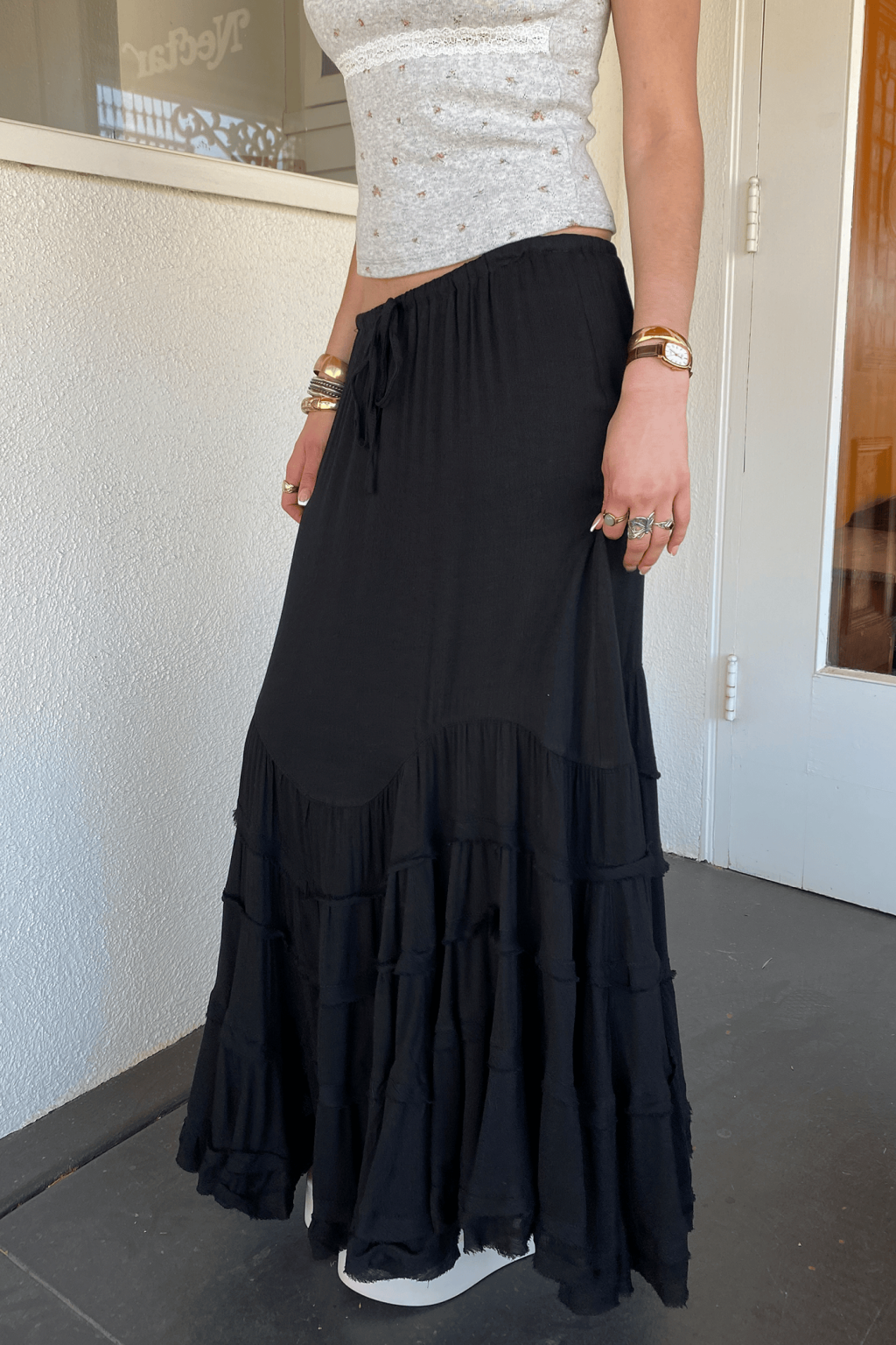 Ruffled Tiered Maxi Skirt