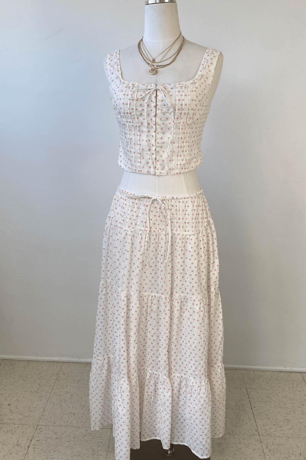 Textured Floral Maxi Skirt