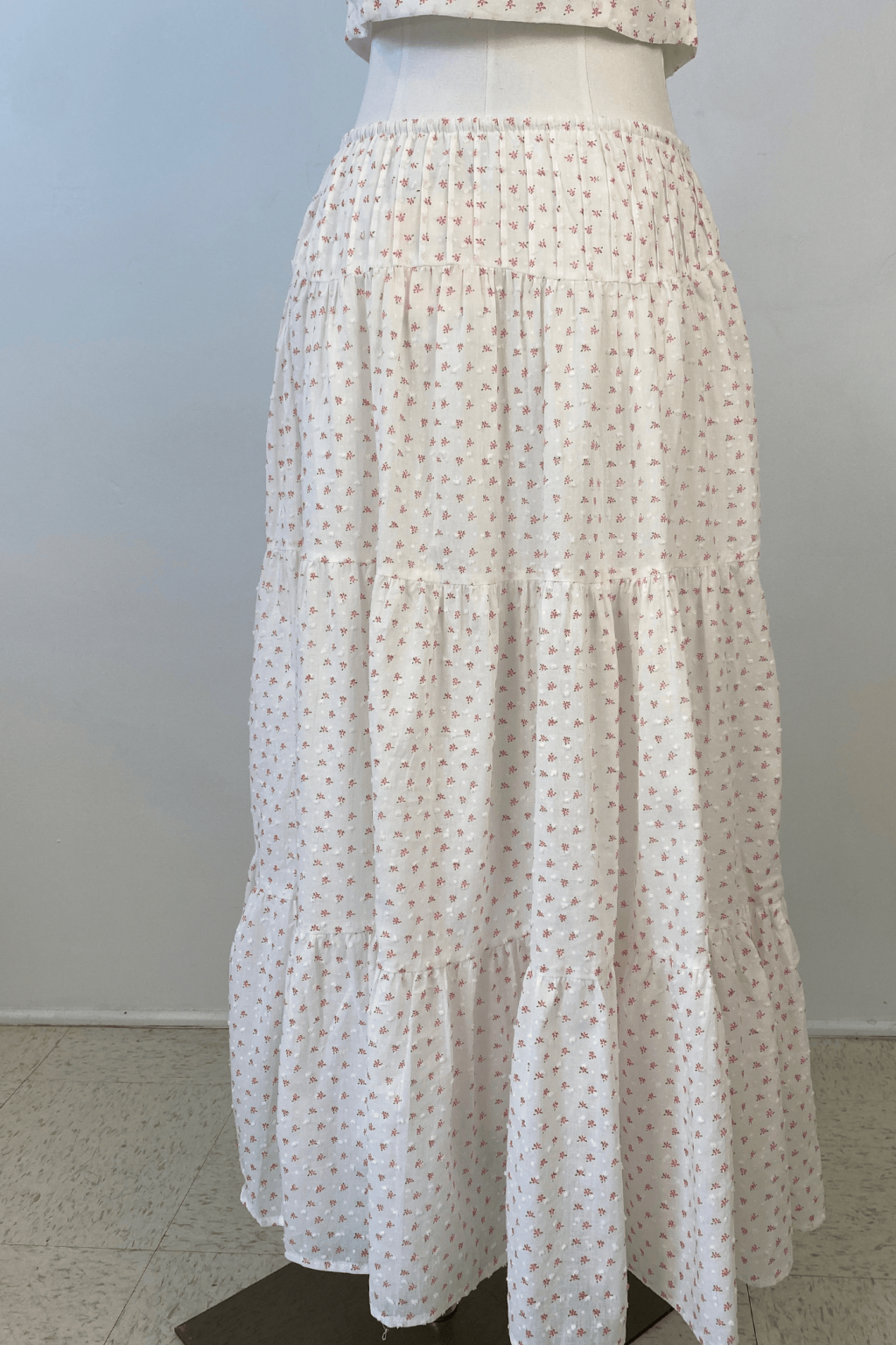 Textured Floral Maxi Skirt