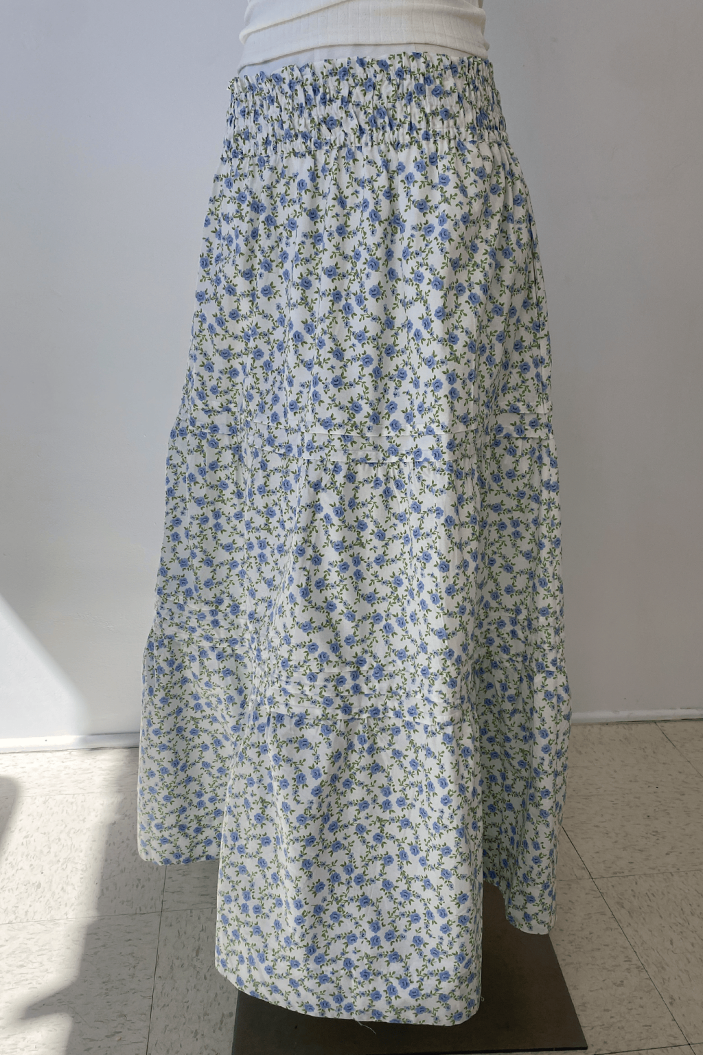 Tiered Floral Midi Skirt